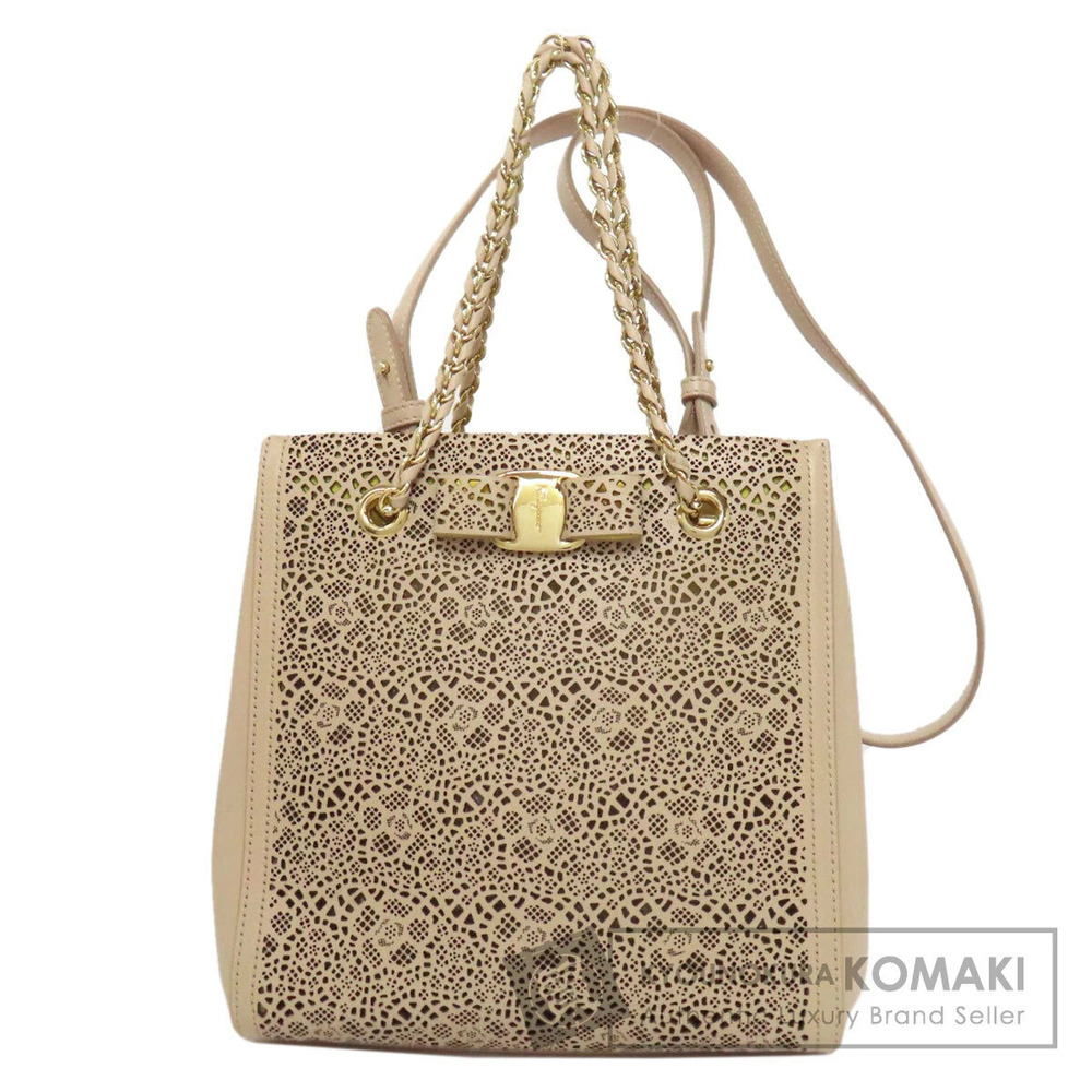 Salvatore Ferragamo Vara Rion Flower Punching Handbag Leather